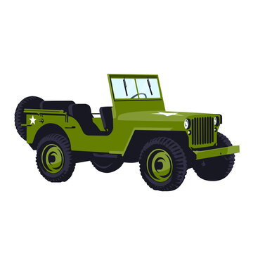 Military vehicle SUV for the movement of soldiers.Isolated on a white background
