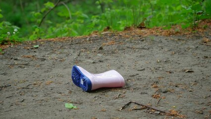 Kids Welligton Gum Boot Shoe Lost on Forest Ground Road