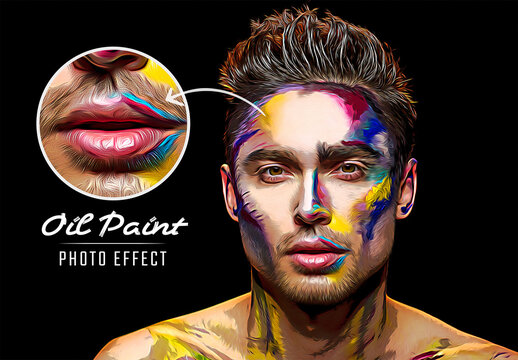 Oil Paint Photo Effect Mockup