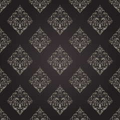 Vector brawn damask seamless pattern element. Classical luxury old-fashioned damask ornament, royal Victorian seamless texture for wallpapers, textile, wrapping. Exquisite floral baroque template.