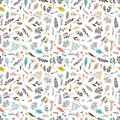 Seamless pattern with hand drawn flowers. Trendy texture for textile, wrapping, fabric, print, wallpaper. Floral background