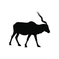 A collection of silhouettes of African animals. Giraffe, elephant, antelope, rhino, camel, leopard, gazelle, mountain goat, leopard. Vector illustration.