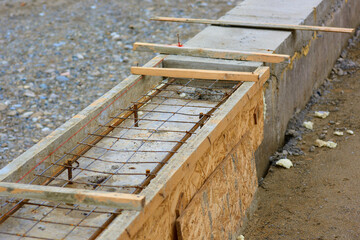Formwork from slabs for a strip foundation.