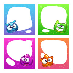 Speech bubbles set. Funny cute colorful banners.