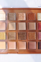 Multicolored pallete with shades for make up
