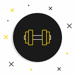 Line Dumbbell icon isolated on white background. Muscle lifting icon, fitness barbell, gym, sports equipment, exercise bumbbell. Colorful outline concept. Vector