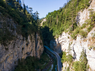 Aerial view of Trigrad Gorge at Rhodope Mountains, Bulgaria