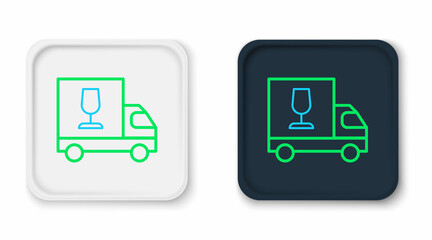 Line Wine truck icon isolated on white background. Fast delivery. Colorful outline concept. Vector