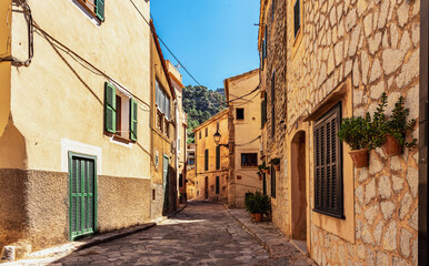 Fototapeta premium Old Spanish street. City of Valldemossa