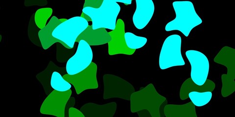 Dark blue, green vector background with random forms.