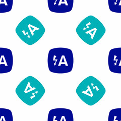 Blue Auto flash icon isolated seamless pattern on white background. Automatic flash. Vector