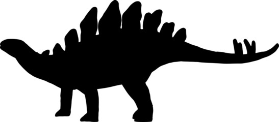 Dinosaur stegosaurus silhouette. Vector dinosaur silhouette isolated on white background. Standing dino logo icon, side view.