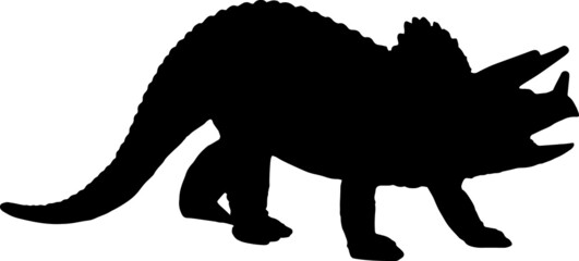 Dinosaur triceratops silhouette. Vector dinosaur silhouette isolated on white background. Standing dino logo icon, side view.