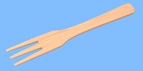Wooden spoon or kitchen utensils on blue background.