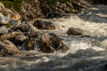 Rampart Creek rolls over rocks Banff National Park Alberta Canada