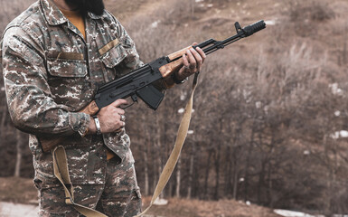 Fototapeta premium man hunter with shotgun