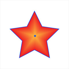 yellow-red star with blue outline, close-up, isolated