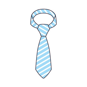 Blue striped tie isolated cartoon vector icon