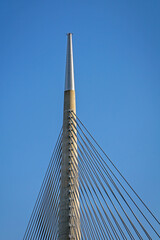 Fototapeta premium Peak of modern suspension bridge