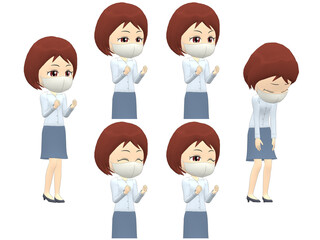 [Success Failure] Woman shirts bob haircut oblique angle