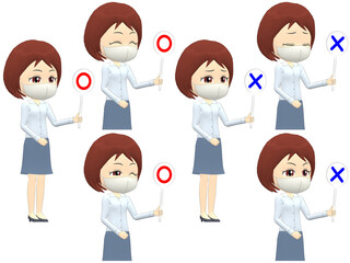 [OK NG B] Woman shirts bob haircut oblique angle