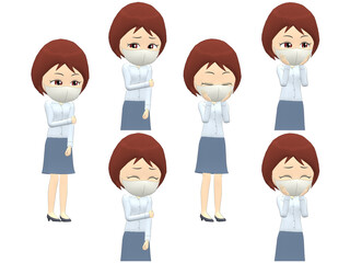 [Shy A] Woman shirts bob haircut oblique angle