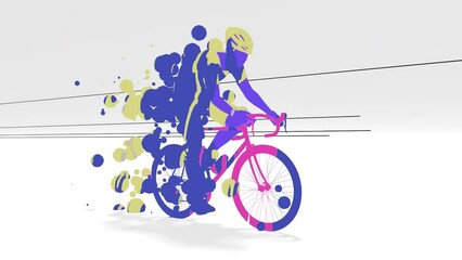 2d abstract animated conceptual video showing a Sport athlete cyclist
