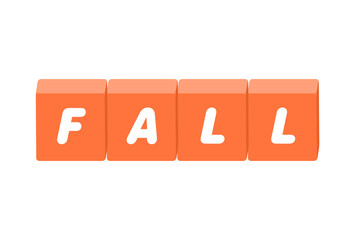 FALLの文字が入ったブロックのイラスト - 秋のデコレーション素材
 - obrazy, fototapety, plakaty