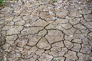 Close-up of dry cracked ground. Dry cracked earth background