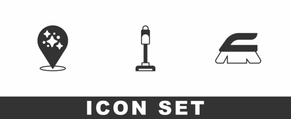 Set Home cleaning service, Vacuum cleaner and Brush for icon. Vector