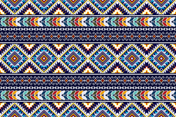 Ikat ethnic textile seamless pattern design. Aztec fabric carpet mandala ornaments textile decorations wallpaper. Textile tribal boho native turkey traditional embroidery vector background 
