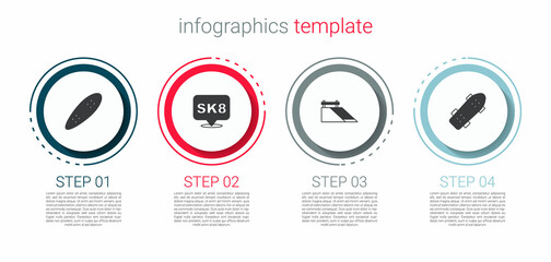 Set Longboard or skateboard, Skateboard, park and . Business infographic template. Vector