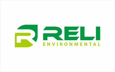 Initial Letter R green Leaf icon Logo design template vector