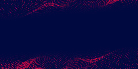 Abstract background with flowing particles. Digital future technology concept. Vector illustration.