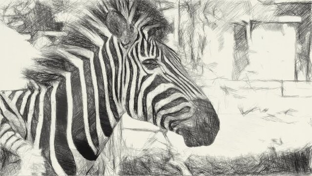 black and white of head zebra