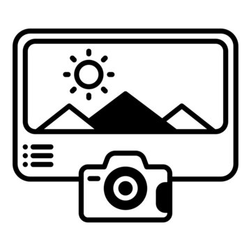 camera icon and landscape photo