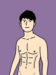 Fototapeta premium cute man cartoon on purple background