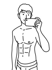 black and white of cute man cartoon for coloring