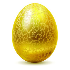 Gold egg on white background.
