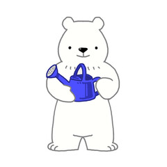 Obraz premium じょうろをもったシロクマ