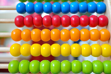 Toy color calculating Frame For Background. Learning Math Concept. 