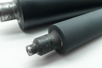Used rubber-coated printing machine rollers to roll out the ink when printing on flexographic...