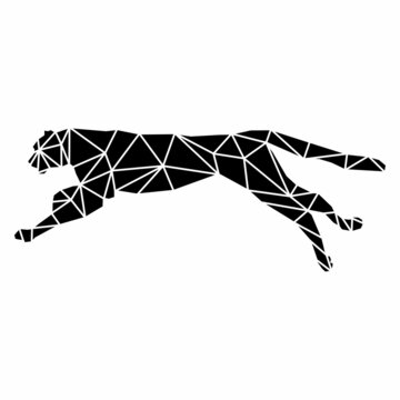vector polygonal silhouette  illustration of jumping puma cheetah leopard cougar