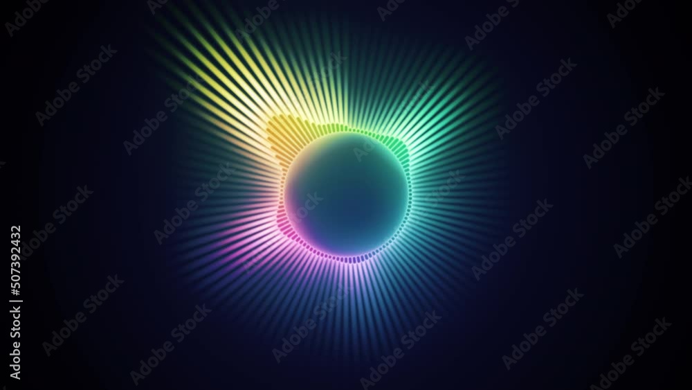 Poster sound wave equalizer. loopable vj motion graphics, audio vu meter spectrum waveform circle beat reac