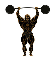 strong bodybuilder lifting iron weights - 507393238