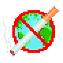 No smoking the worldwide of pixel art, vector, png transparent background