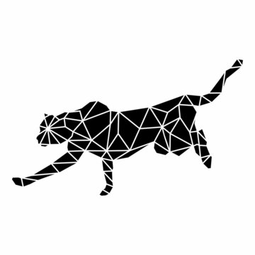 vector polygonal silhouette abstract illustration of jumping cheetah puma leopard cougar