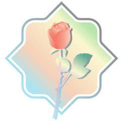 優雅な咲きかけのバラの ベクターイラストカット フレームセット