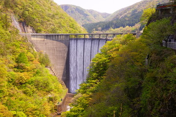 Naruko Dam and lakeside mountains in Osaki, Miyagi, Japan - 日本 宮城県 鳴子ダム