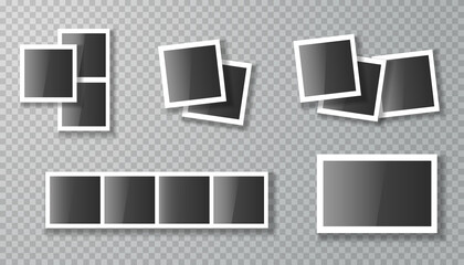 Empty photo frames on white background. Vector illustration